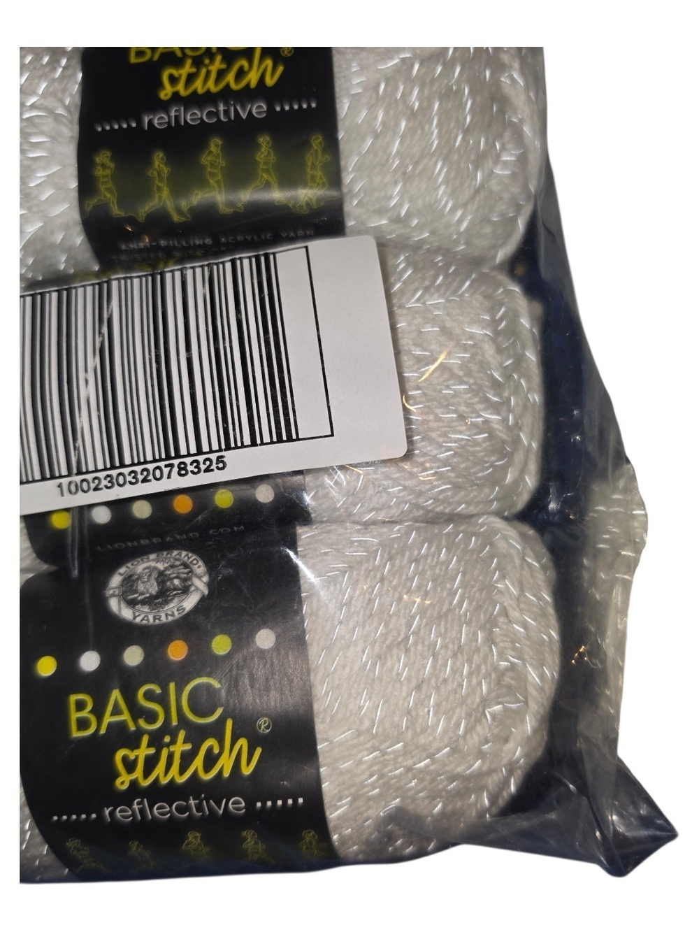 Lion Brand Basic Stitch Reflective Yarn Summit White Lot of 6 Discontinued